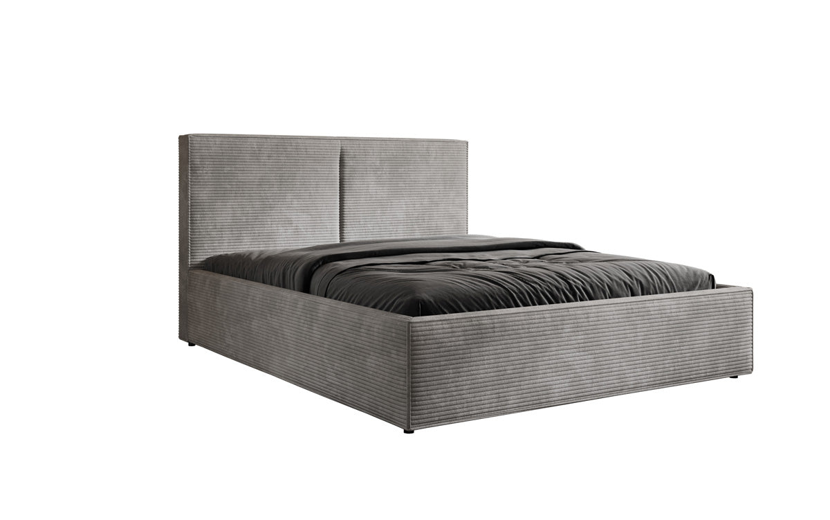 Designer Polsterbett Elara aus Cord mat Stauraum