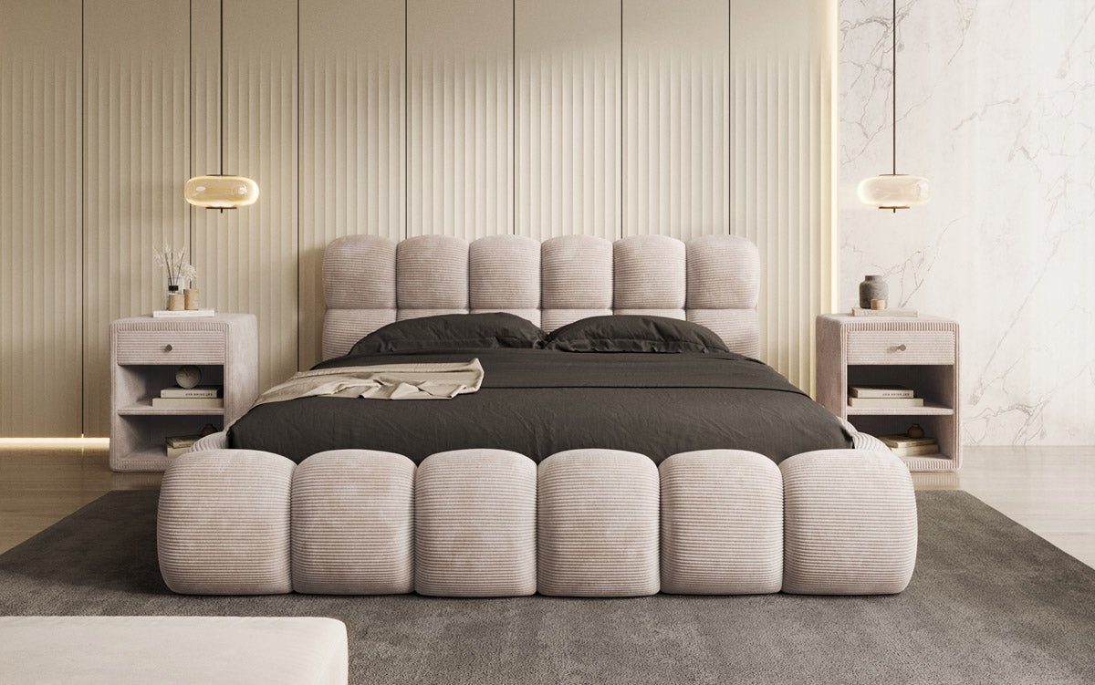 Designer Polsterbett Boston Cord mat Stauraum