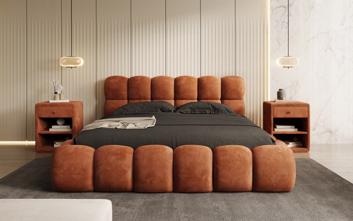 Designer Polsterbett Boston Cord mat Stauraum