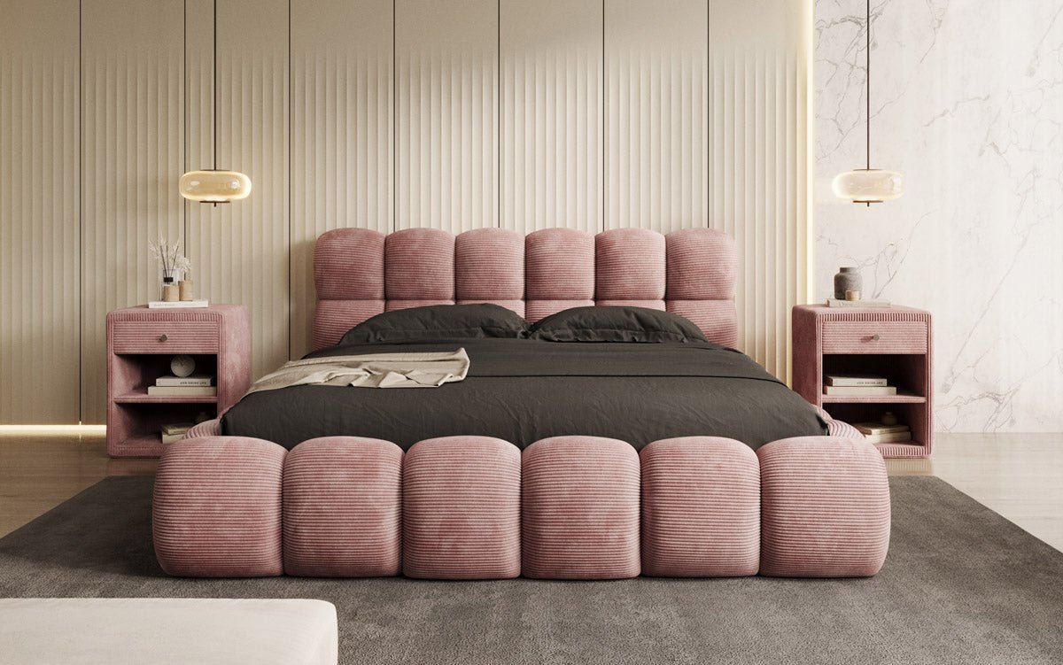 Designer Polsterbett Boston Cord mat Stauraum
