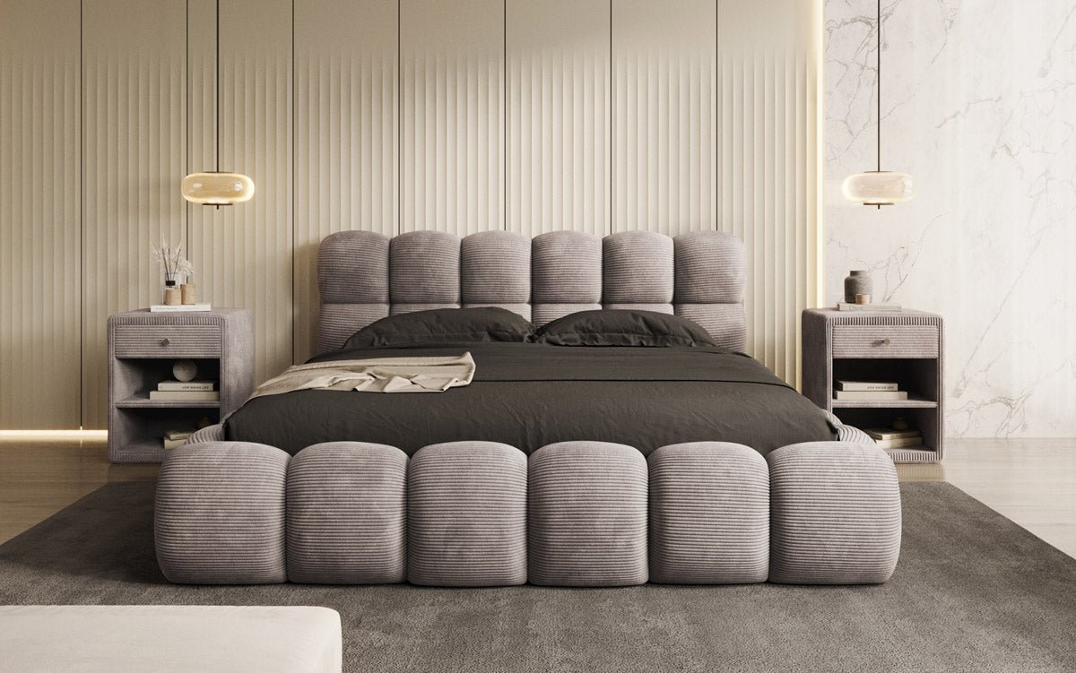 Designer Polsterbett Boston Cord mat Stauraum