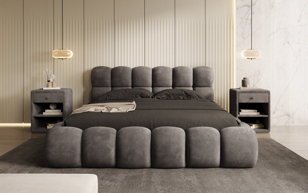Designer Polsterbett Boston Cord mat Stauraum