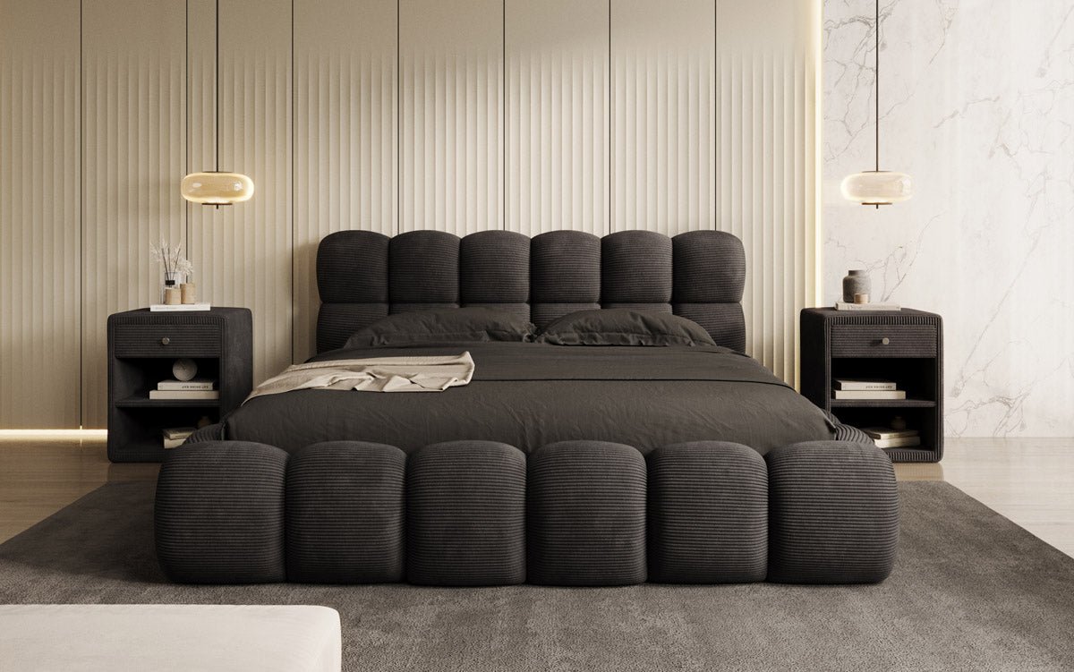 Designer Polsterbett Boston Cord mat Stauraum