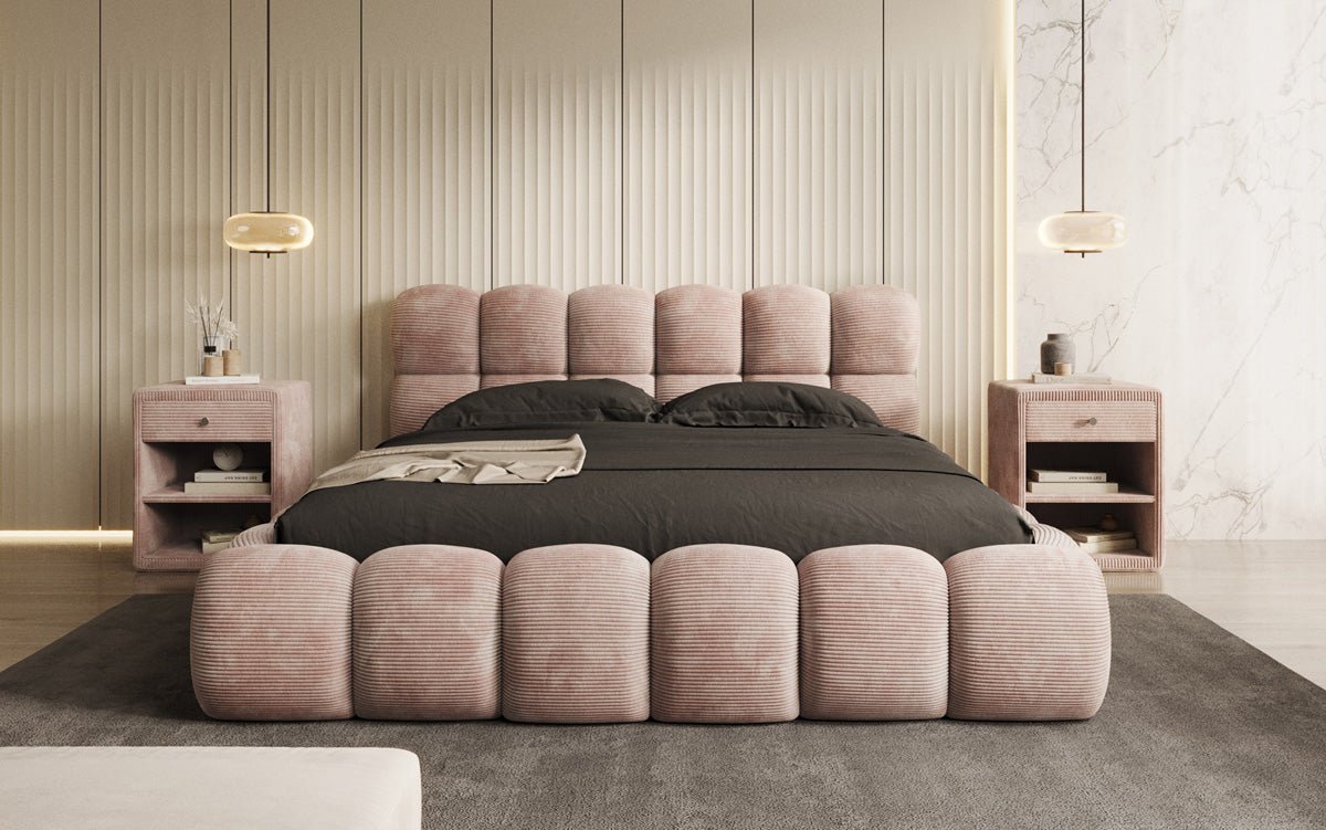 Designer Polsterbett Boston Cord mat Stauraum
