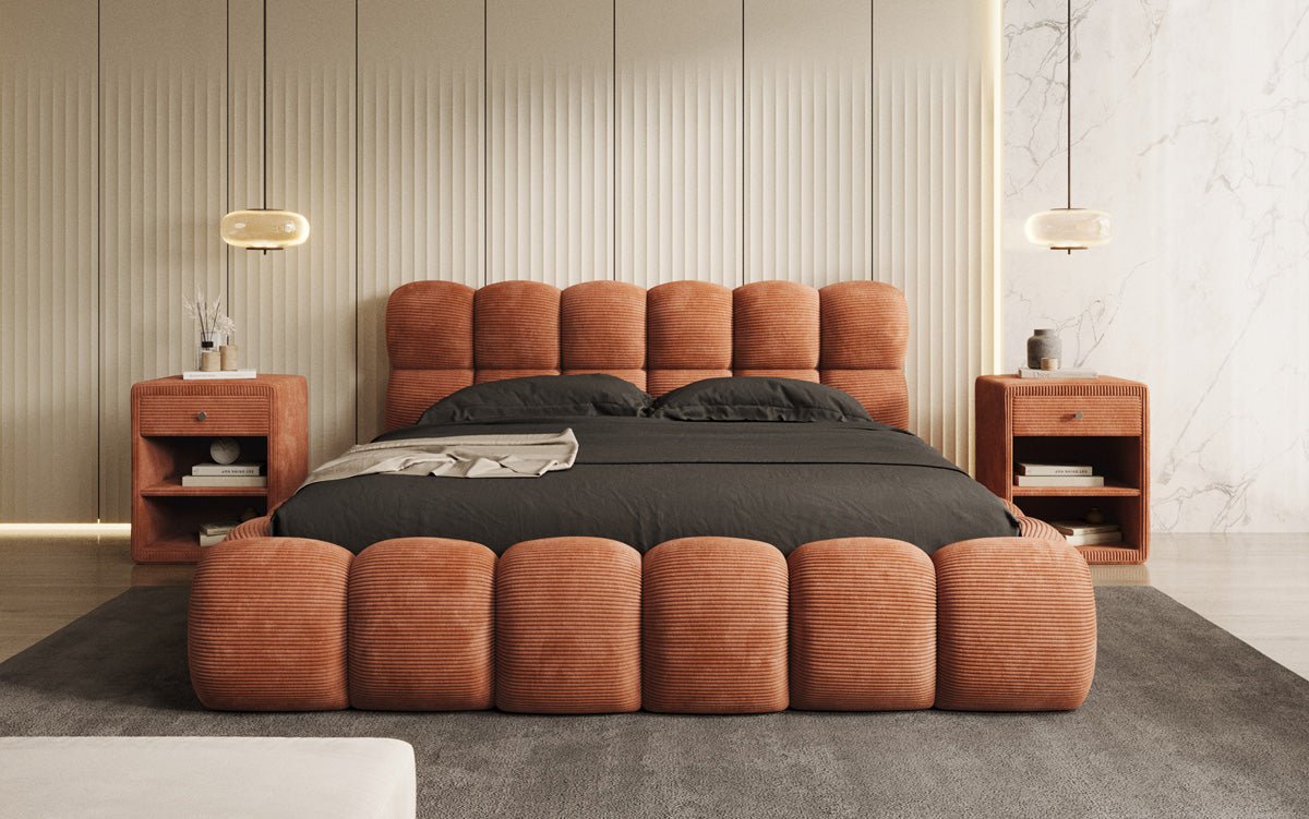 Designer Polsterbett Boston Cord mat Stauraum