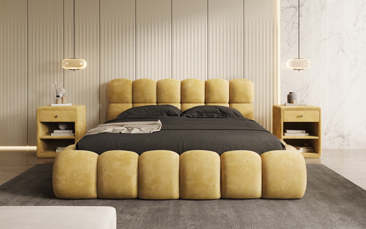 Designer Polsterbett Boston Cord mat Stauraum