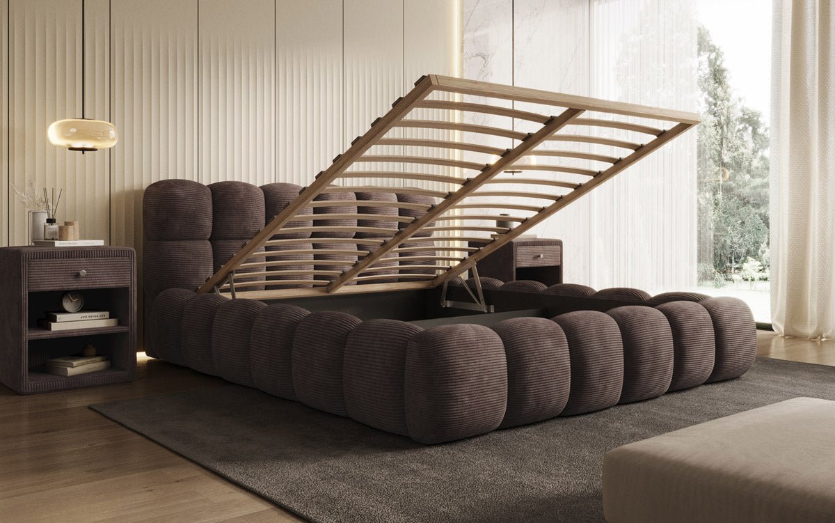 Designer Polsterbett Boston Cord mat Stauraum