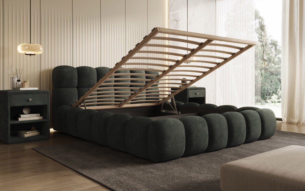 Designer Polsterbett Boston Cord mat Stauraum