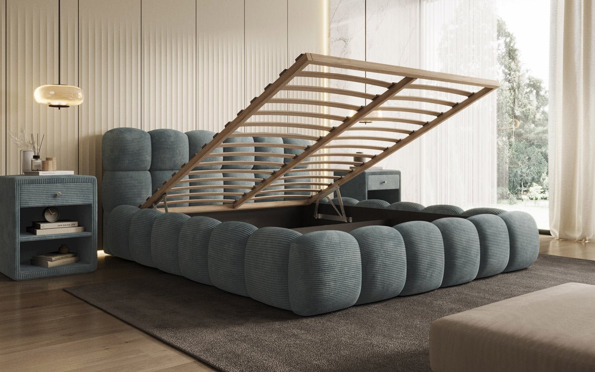 Designer Polsterbett Boston Cord mat Stauraum