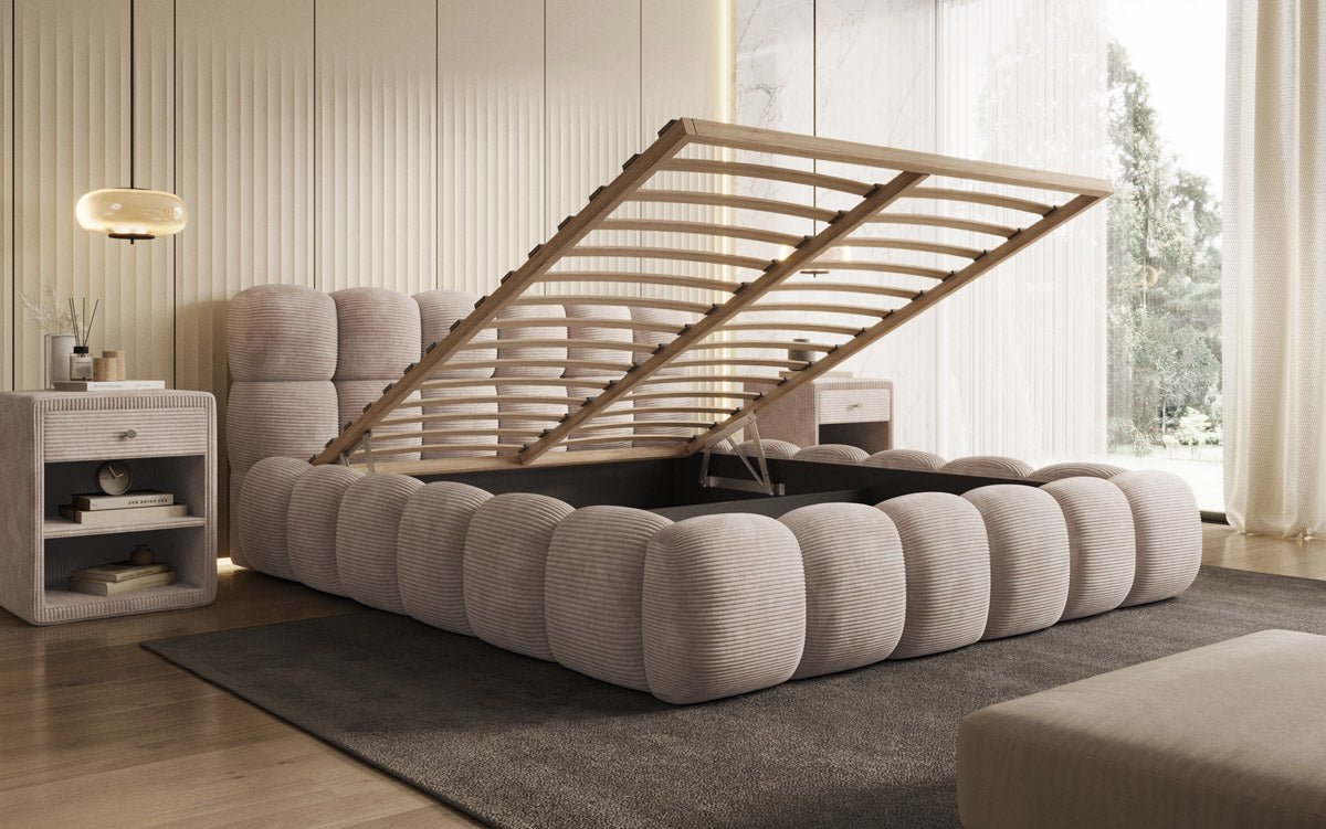 Designer Polsterbett Boston Cord mat Stauraum