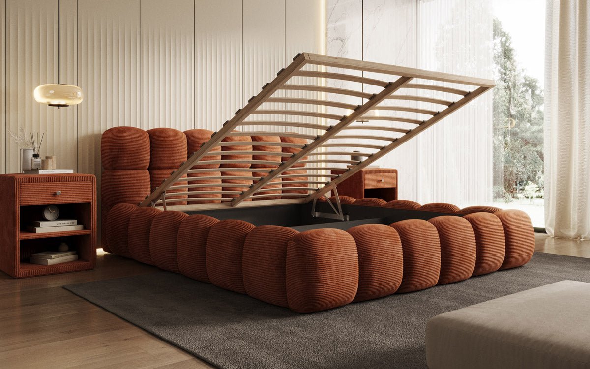 Designer Polsterbett Boston Cord mat Stauraum