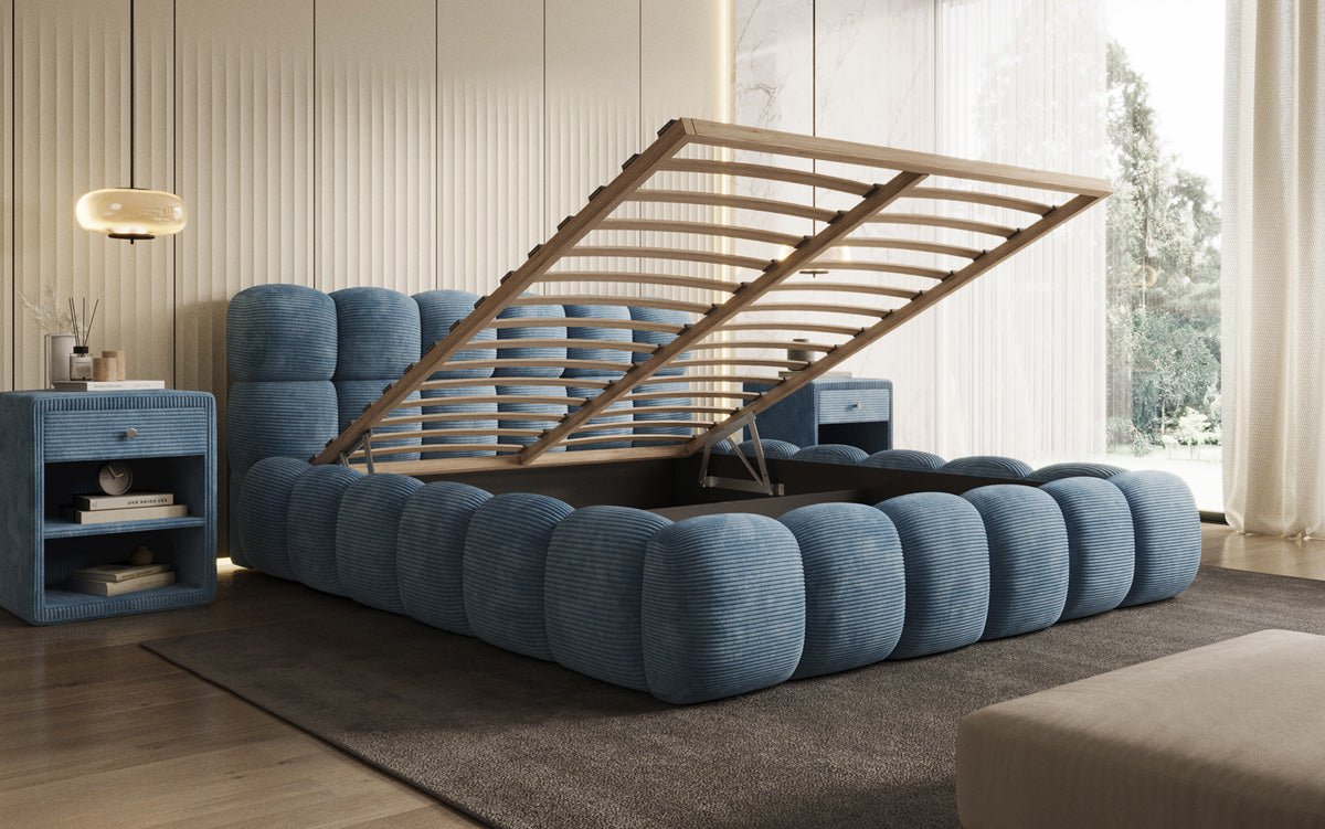 Designer Polsterbett Boston Cord mat Stauraum
