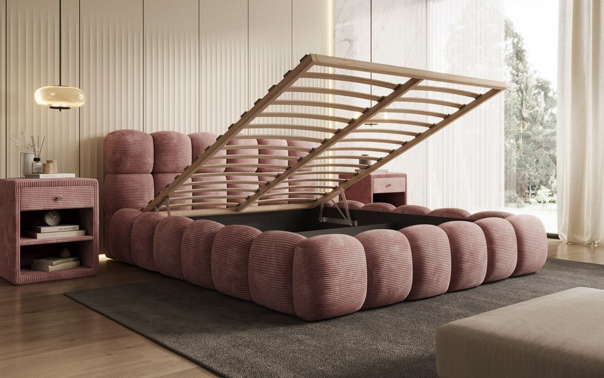 Designer Polsterbett Boston Cord mat Stauraum