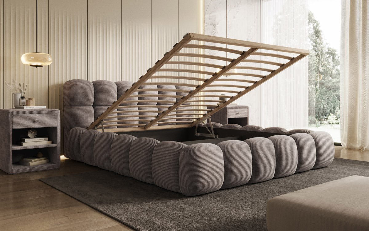 Designer Polsterbett Boston Cord mat Stauraum