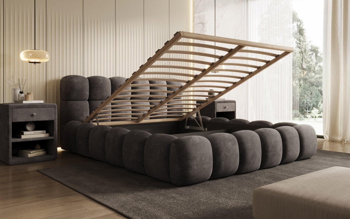 Designer Polsterbett Boston Cord mat Stauraum