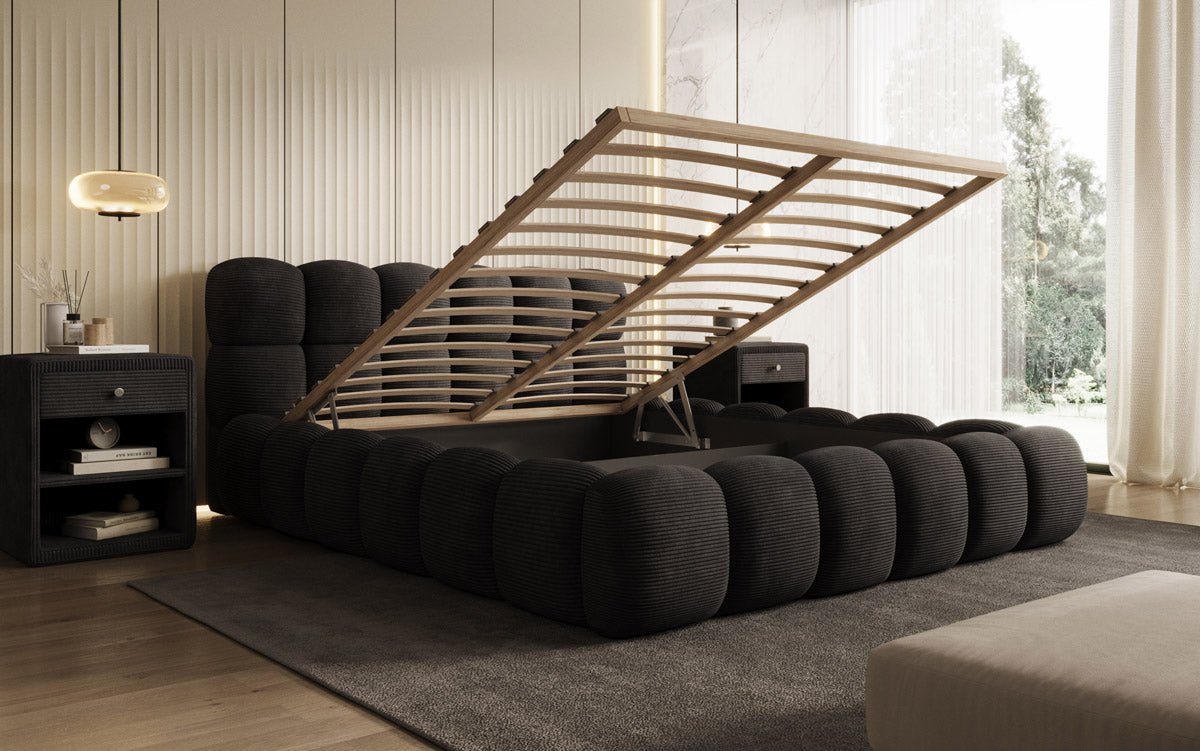 Designer Polsterbett Boston Cord mat Stauraum