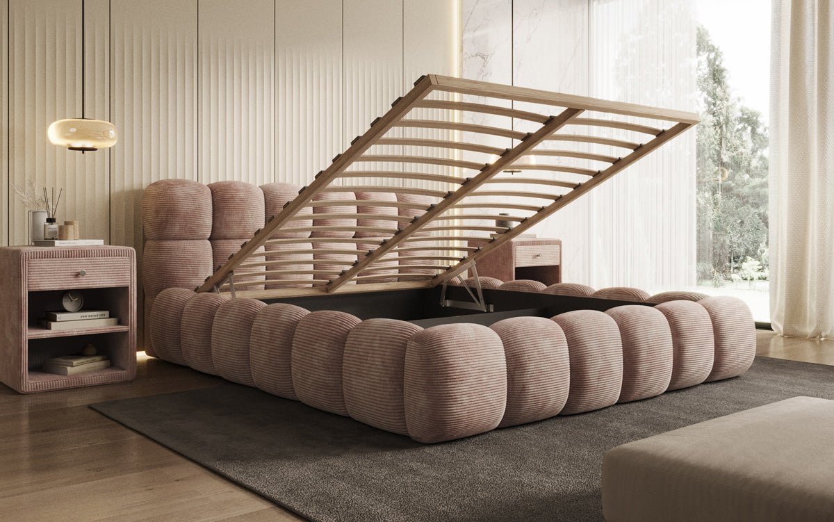 Designer Polsterbett Boston Cord mat Stauraum