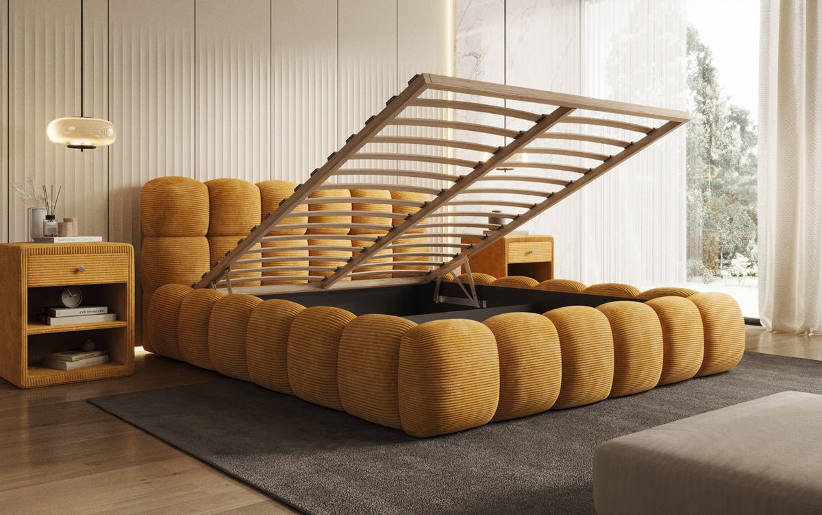 Designer Polsterbett Boston Cord mat Stauraum