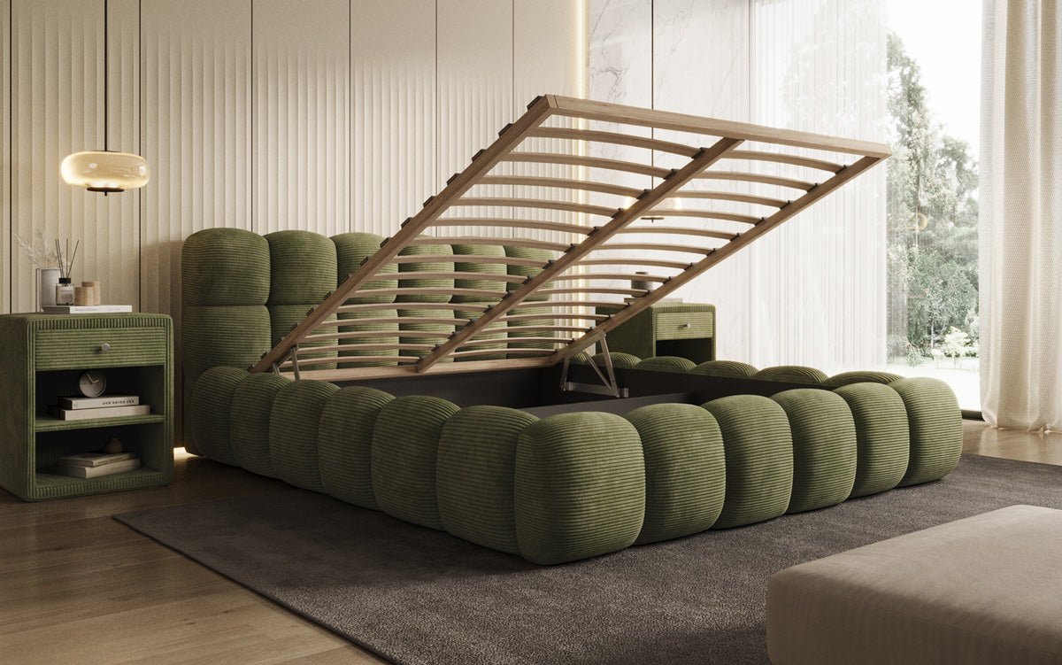 Designer Polsterbett Boston Cord mat Stauraum