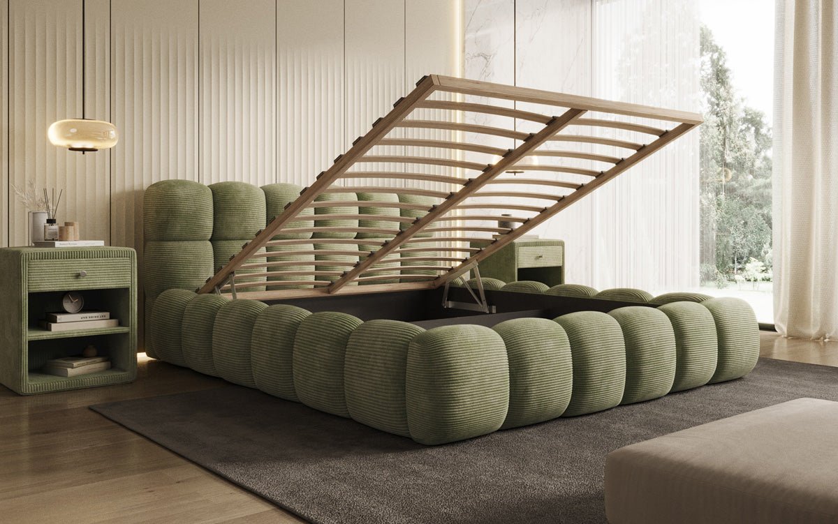 Designer Polsterbett Boston Cord mat Stauraum