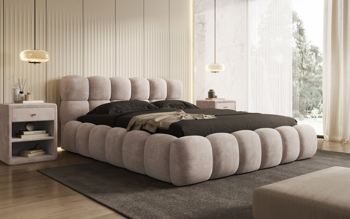 Designer Polsterbett Boston Cord mat Stauraum