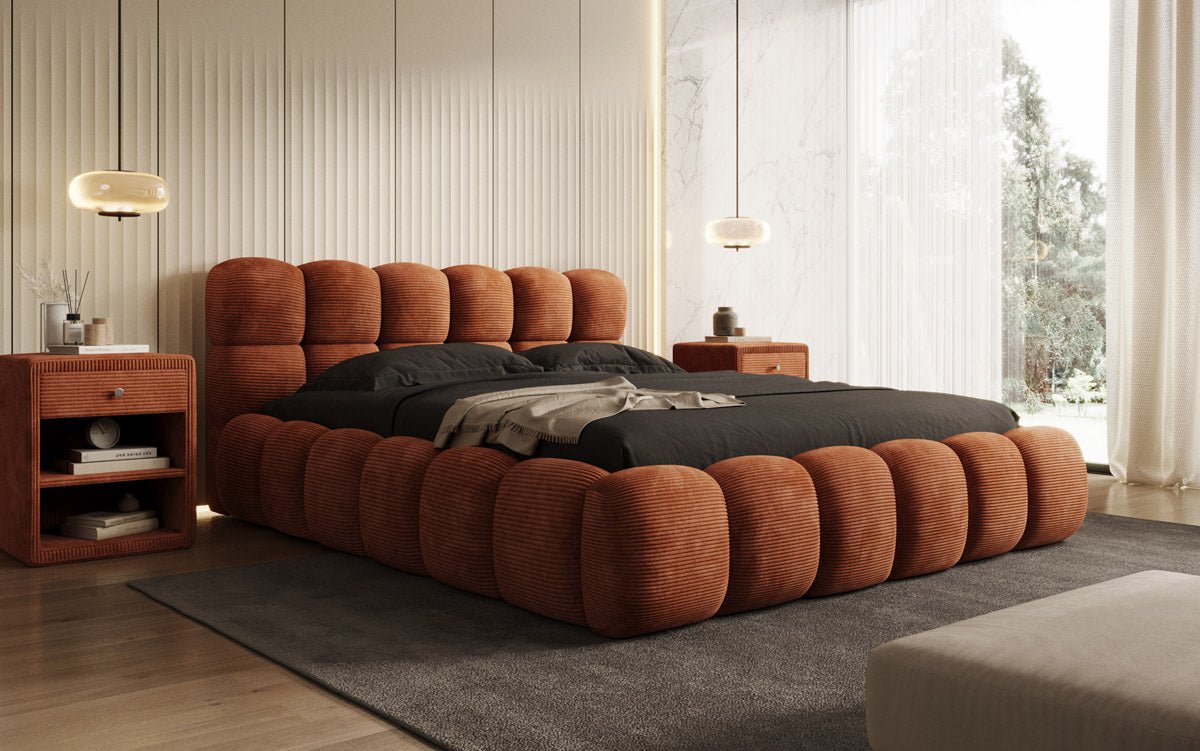 Designer Polsterbett Boston Cord mat Stauraum