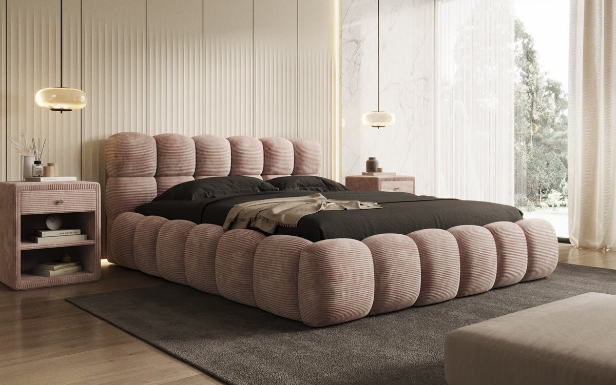 Designer Polsterbett Boston Cord mat Stauraum