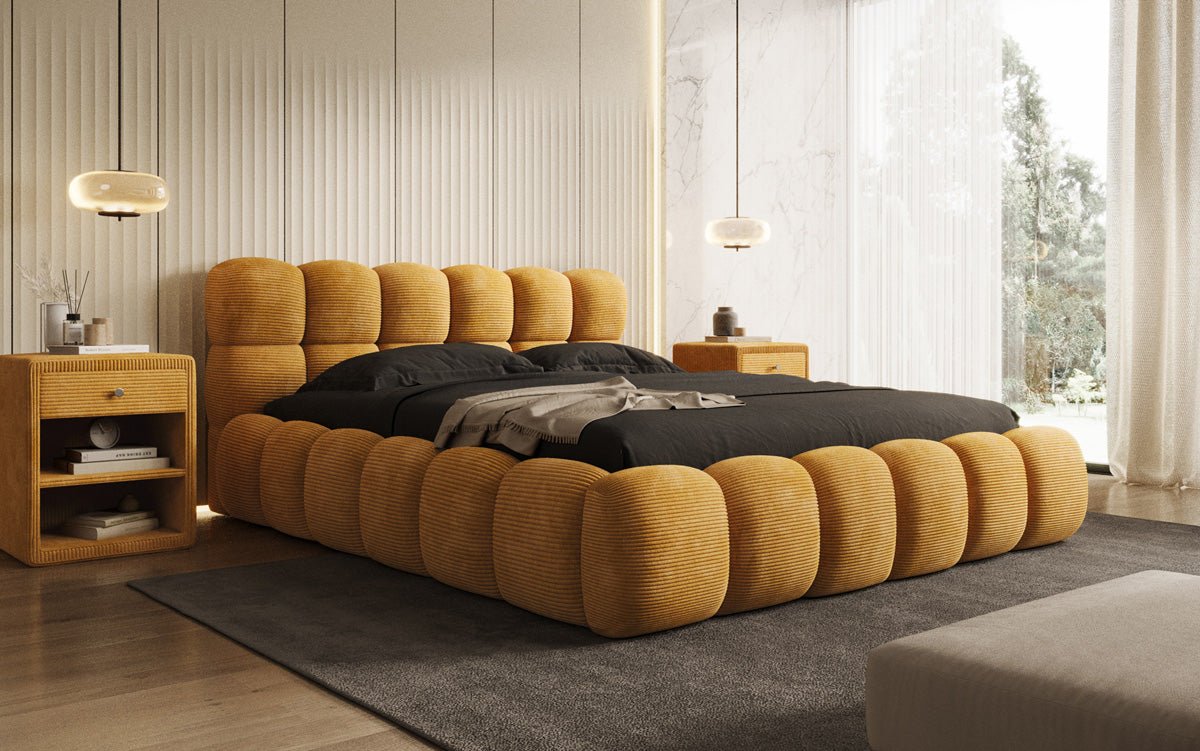 Designer Polsterbett Boston Cord mat Stauraum
