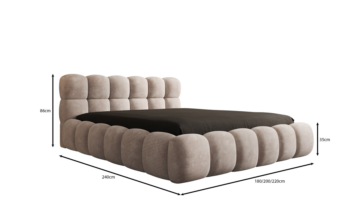 Designer Polsterbett Boston Cord mat Stauraum