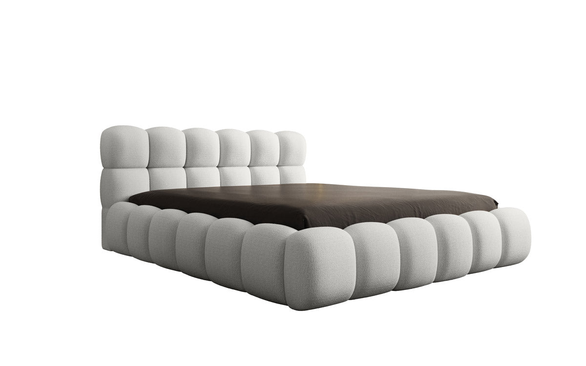 Designer Polsterbett Boston Bouclé mat Stauraum