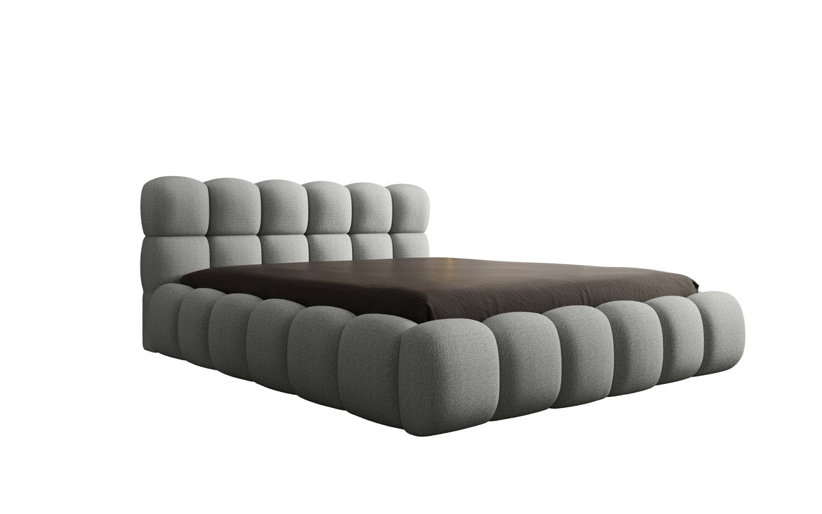 Designer Polsterbett Boston Bouclé mat Stauraum