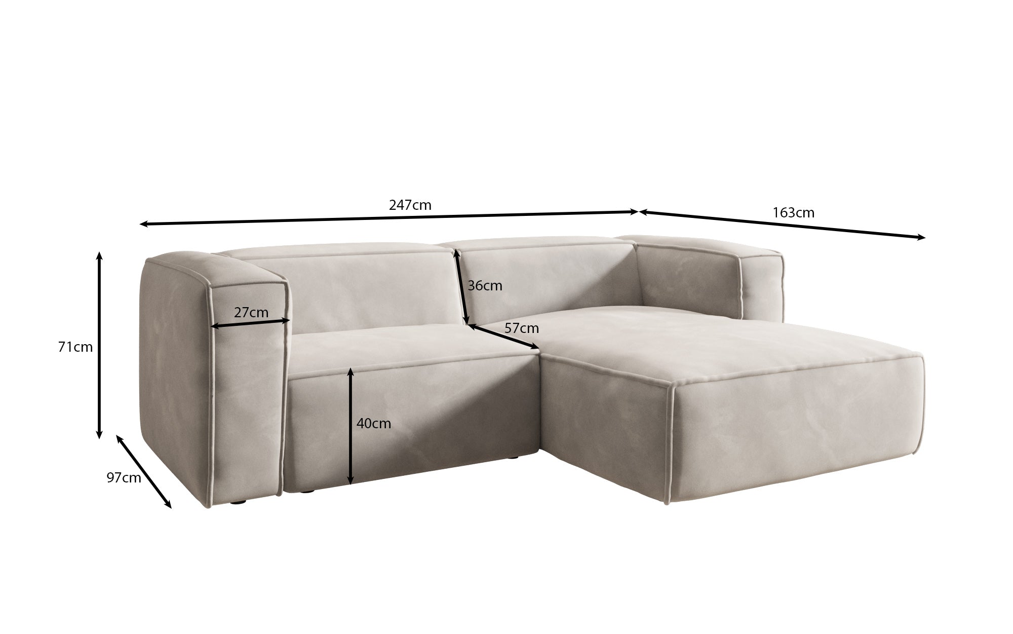 Designer Sofa Comfy L Mini aus Samt