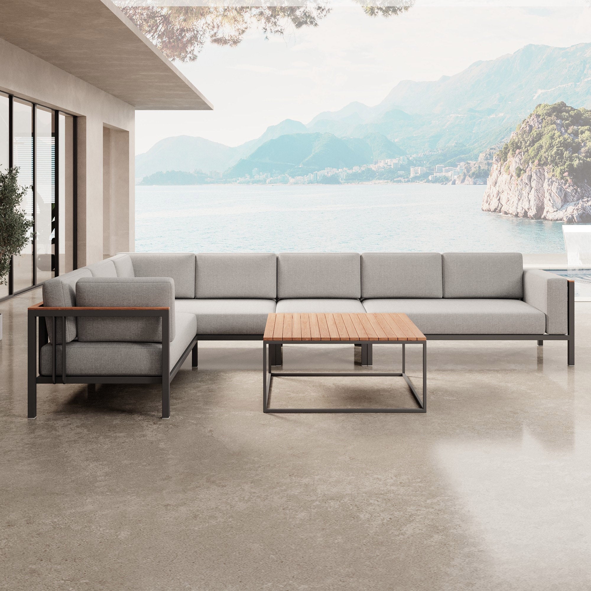 Euphoria – L-Maxilounge & Dësch aus Aluminium | Aevora™ Kollektioun