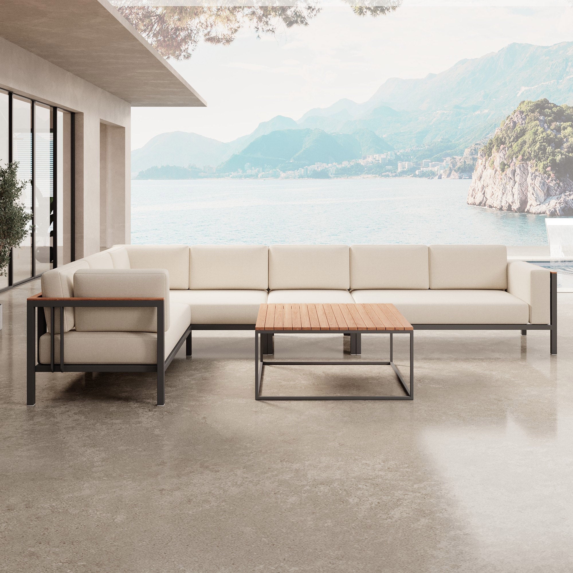 Euphoria – L-Maxilounge & Dësch aus Aluminium | Aevora™ Kollektioun