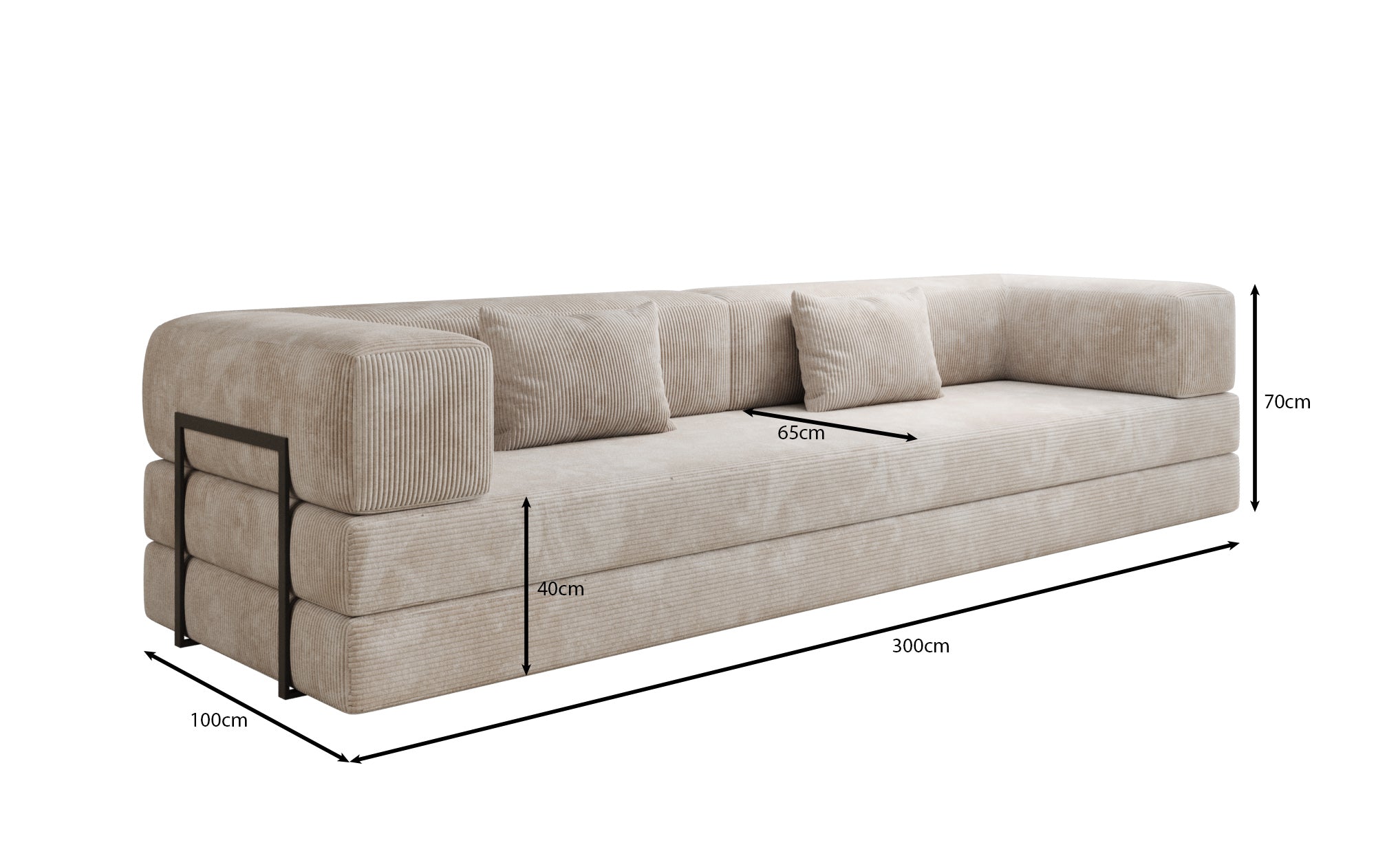 Designer Sofa Lazy 3 Sëtzer XXL a Kord