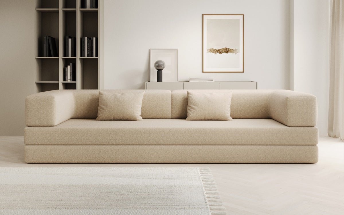 Canapé designer Lazy 3 places XXL en bouclé