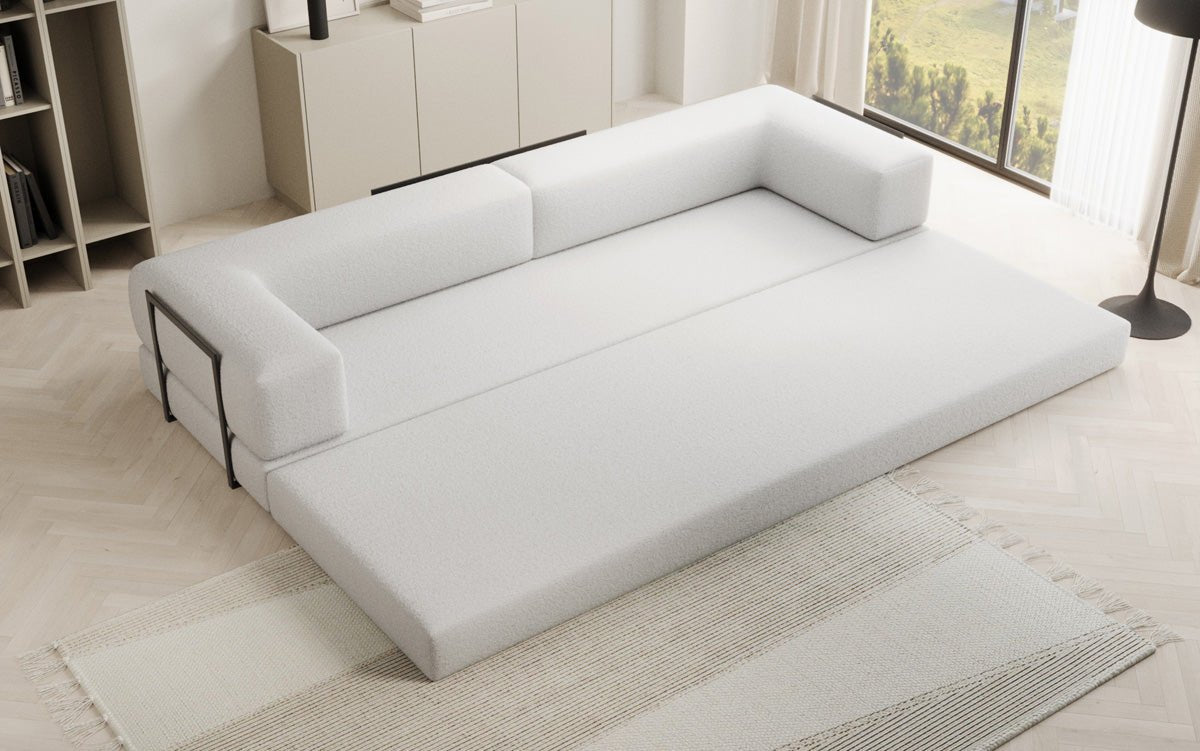 Canapé designer Lazy 3 places XXL en bouclé