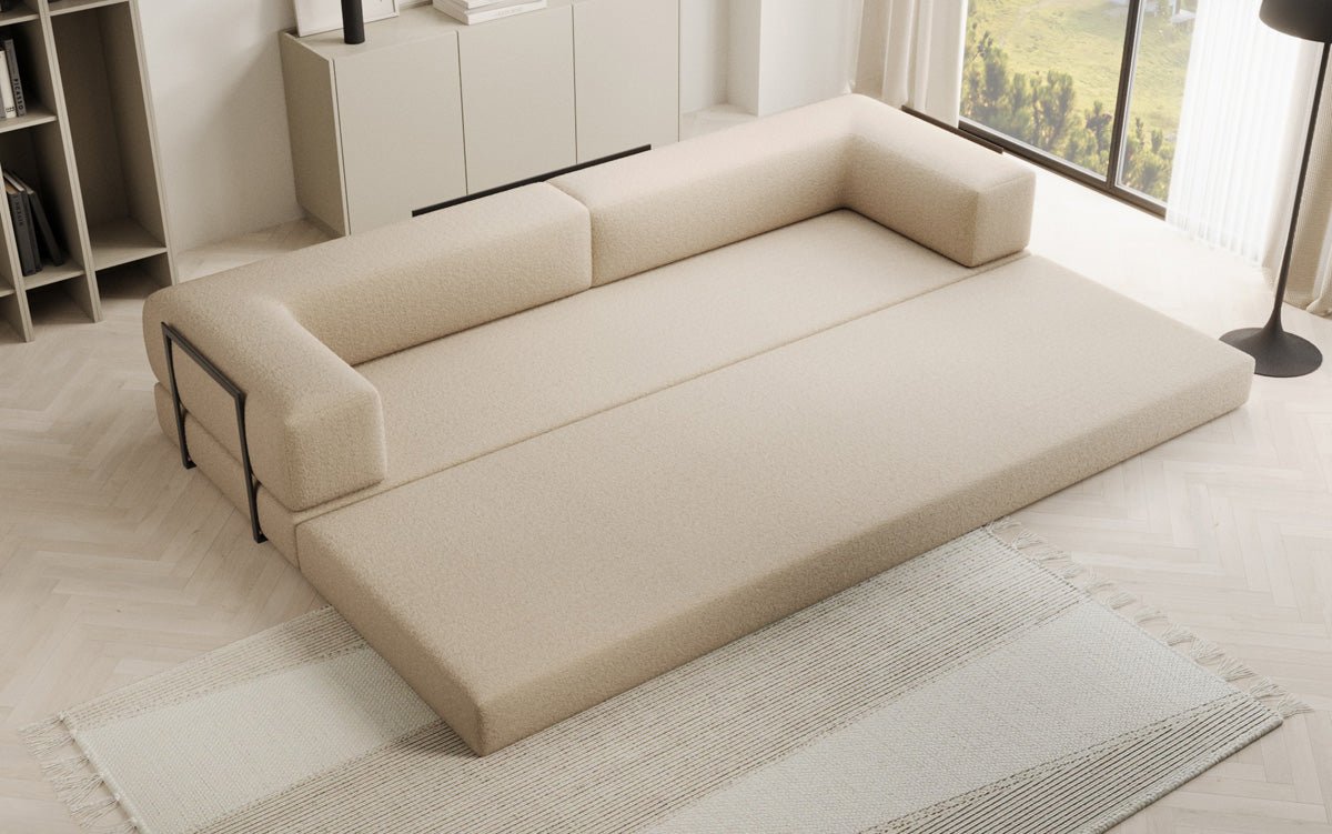Canapé designer Lazy 3 places XXL en bouclé