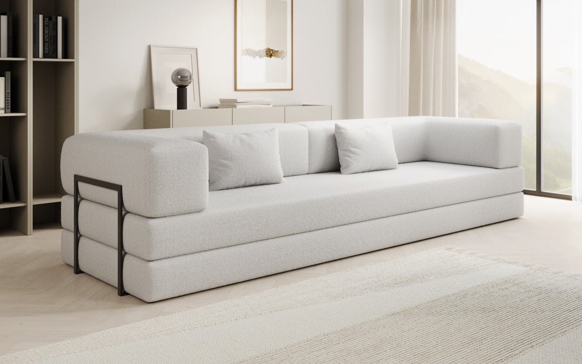 Canapé designer Lazy 3 places XXL en bouclé