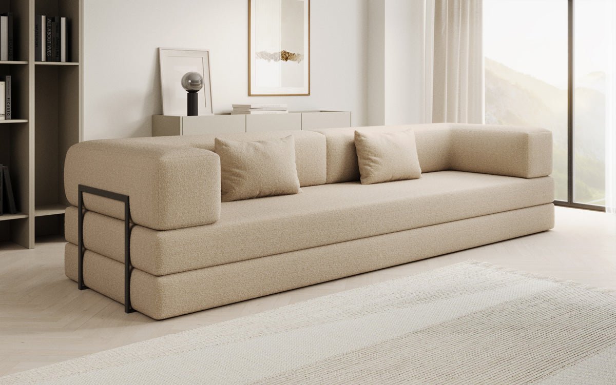 Canapé designer Lazy 3 places XXL en bouclé