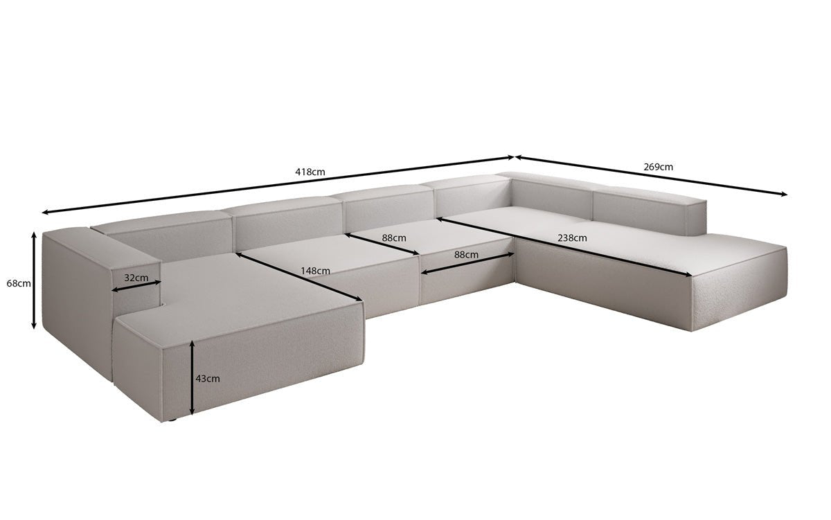 Designer Sofa Lesley U XXL in Bouclé