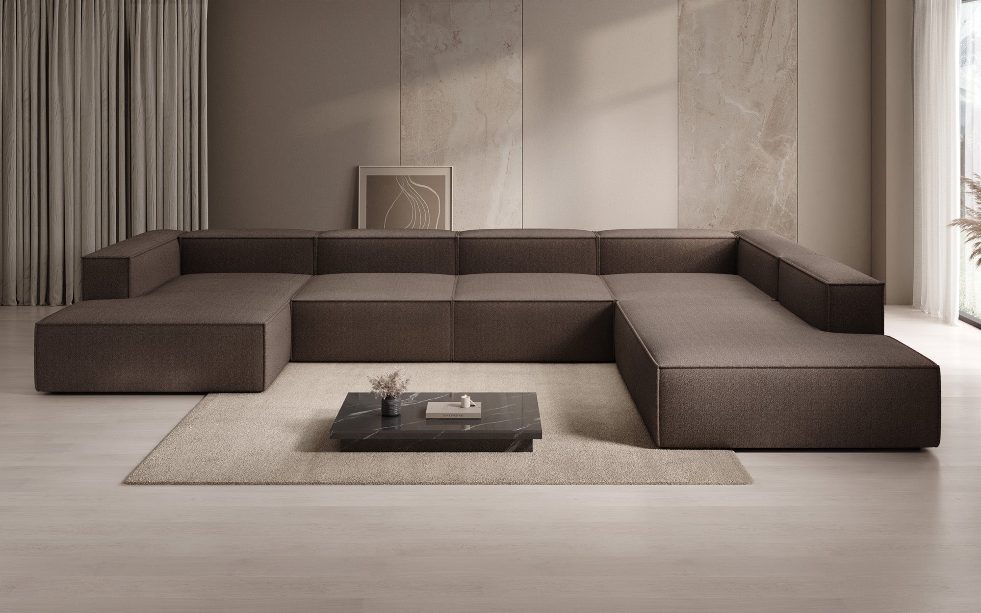 Designer Sofa Lesley U XXL a Bouclé