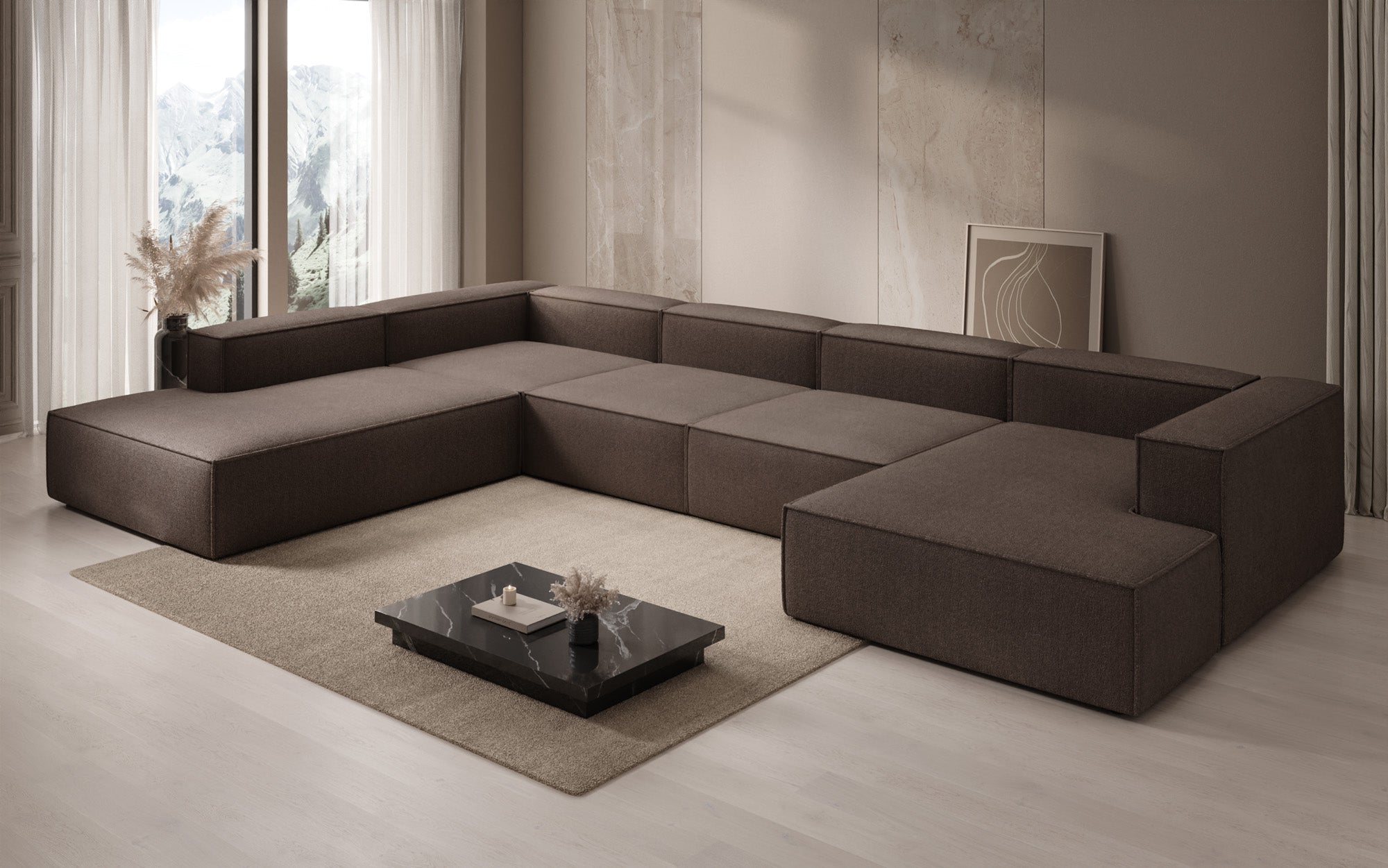 Designer Sofa Lesley U XXL a Bouclé