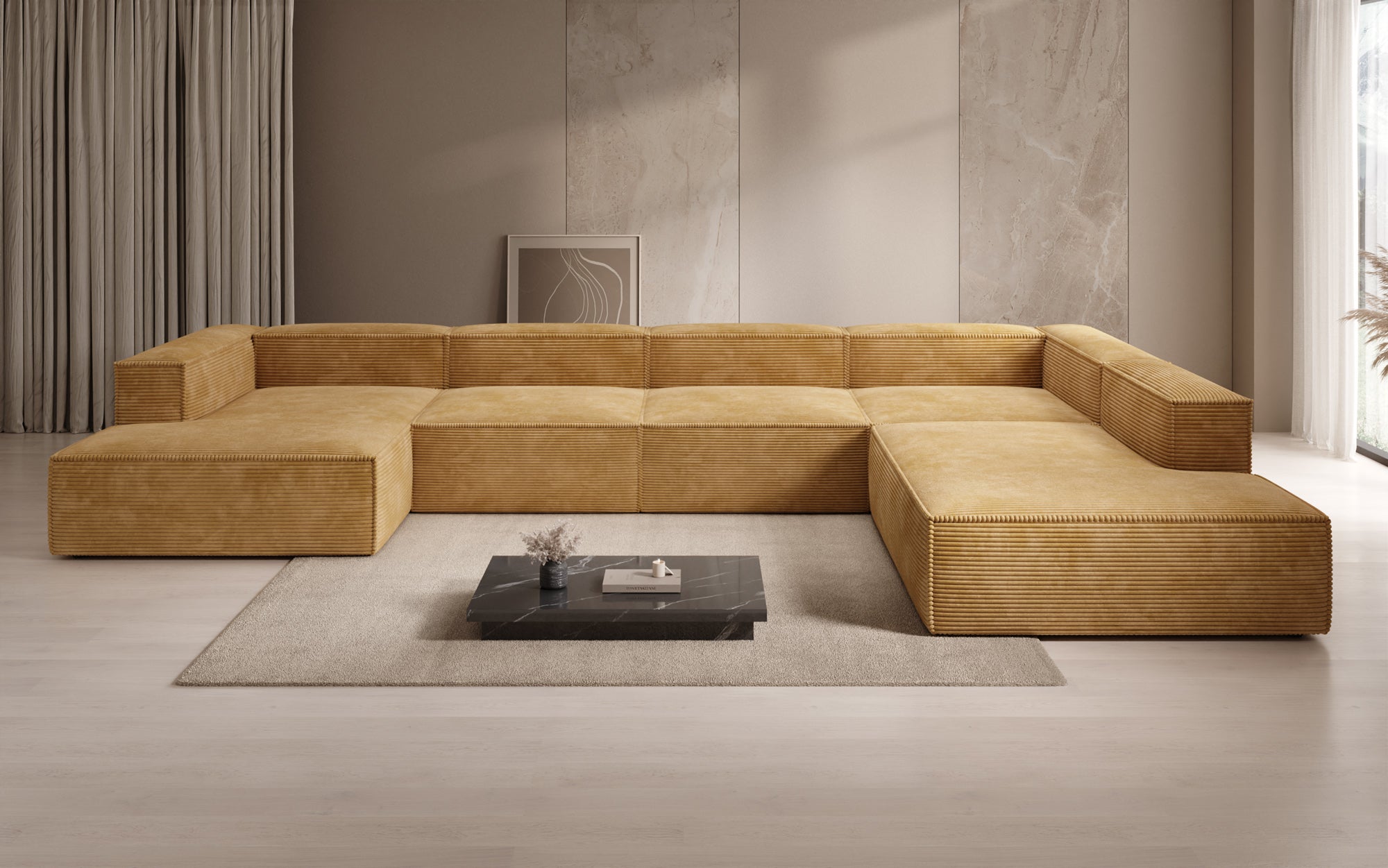 Designer Sofa Lesley U XXL aus Kord