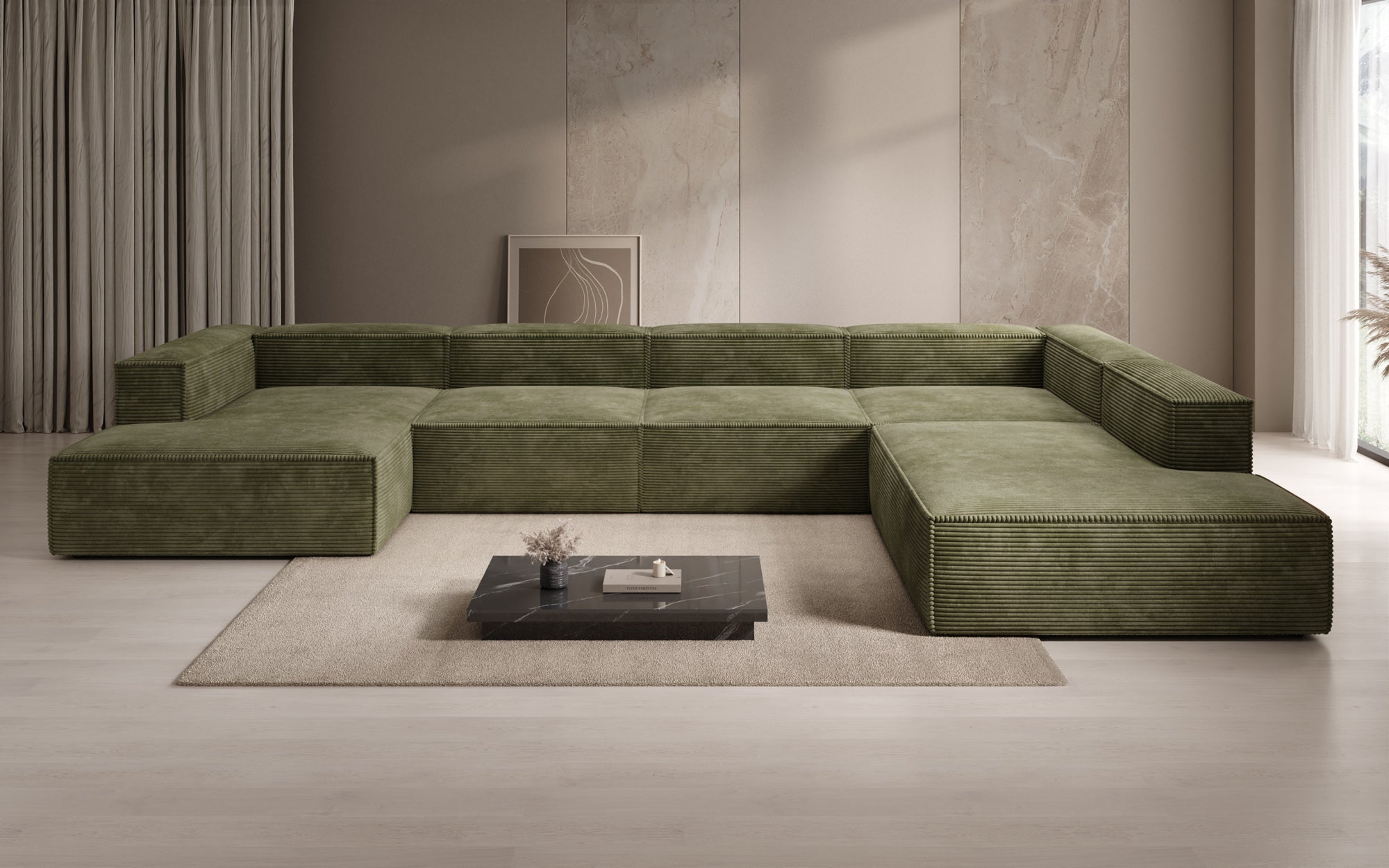 Designer Sofa Lesley U XXL aus Kord