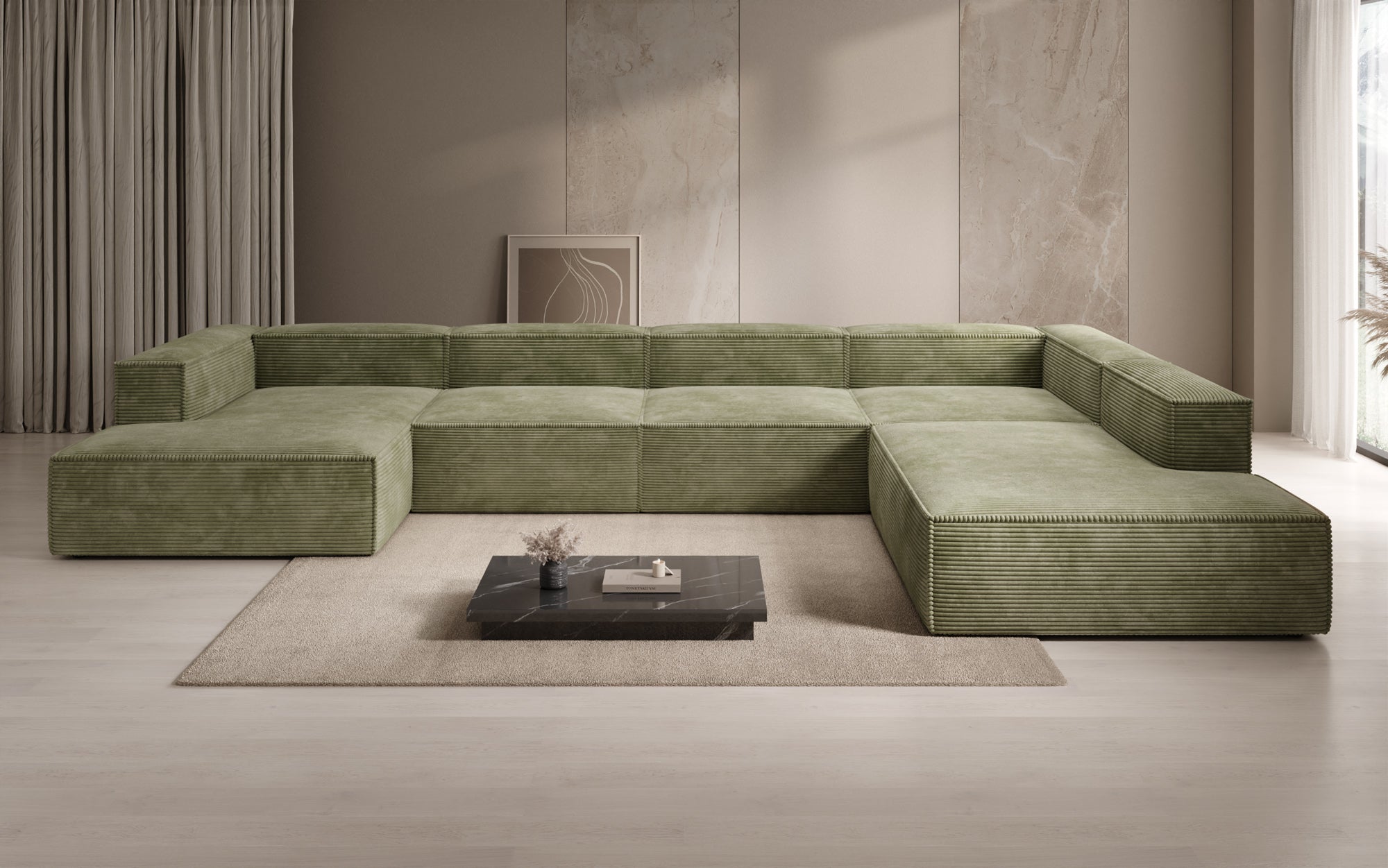 Designer Sofa Lesley U XXL aus Kord
