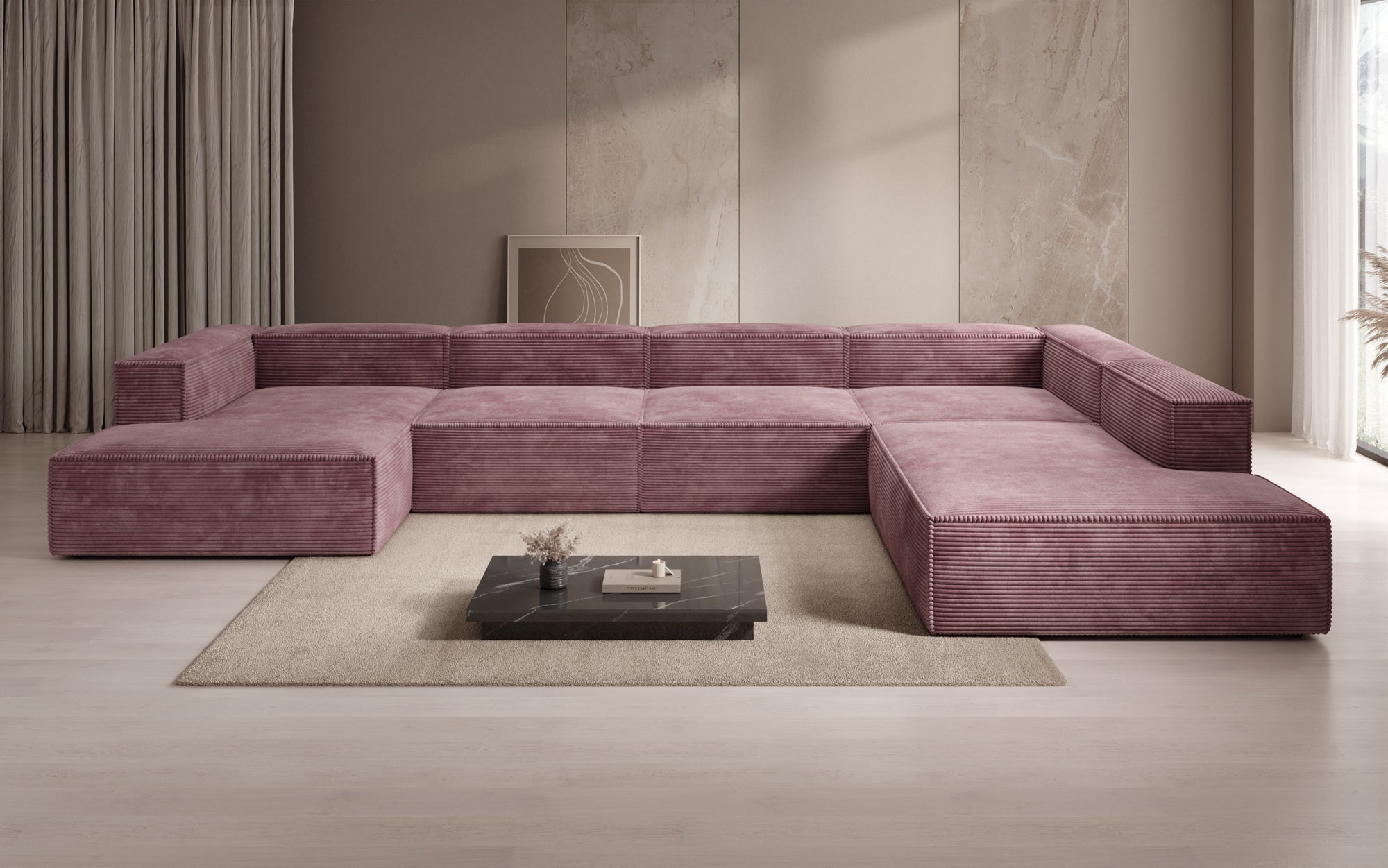 Designer Sofa Lesley U XXL aus Kord