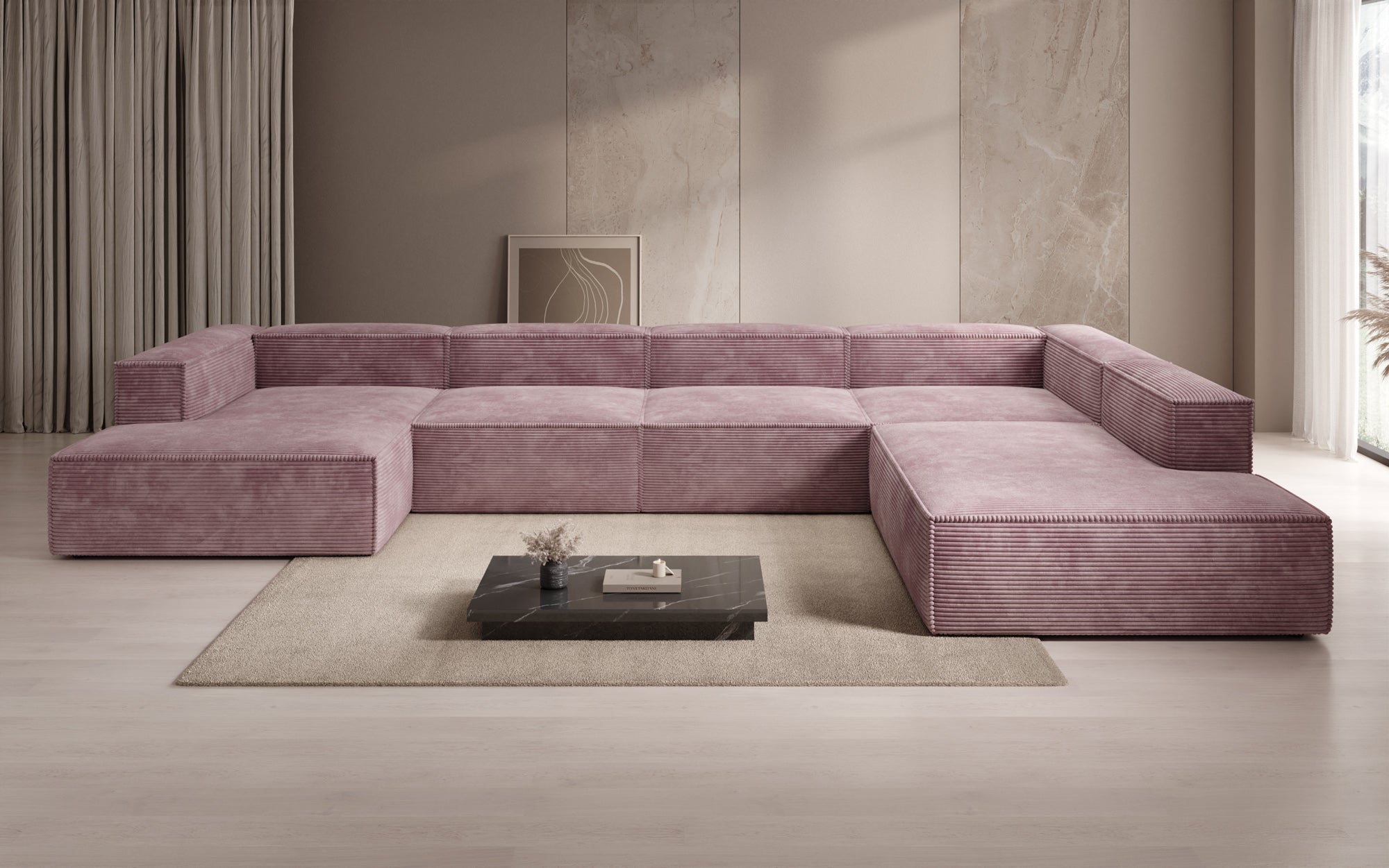 Designer Sofa Lesley U XXL aus Kord
