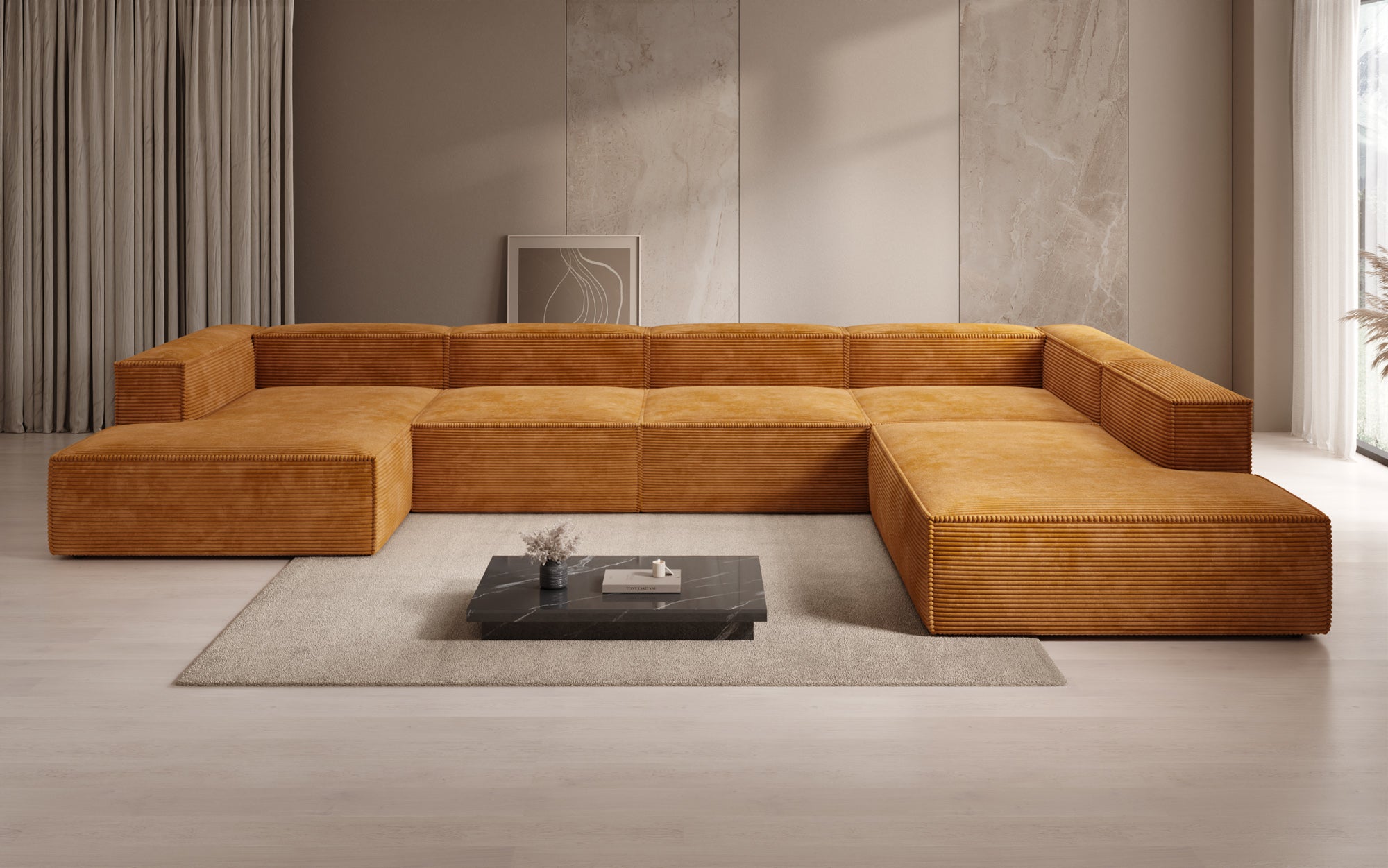Designer Sofa Lesley U XXL aus Kord