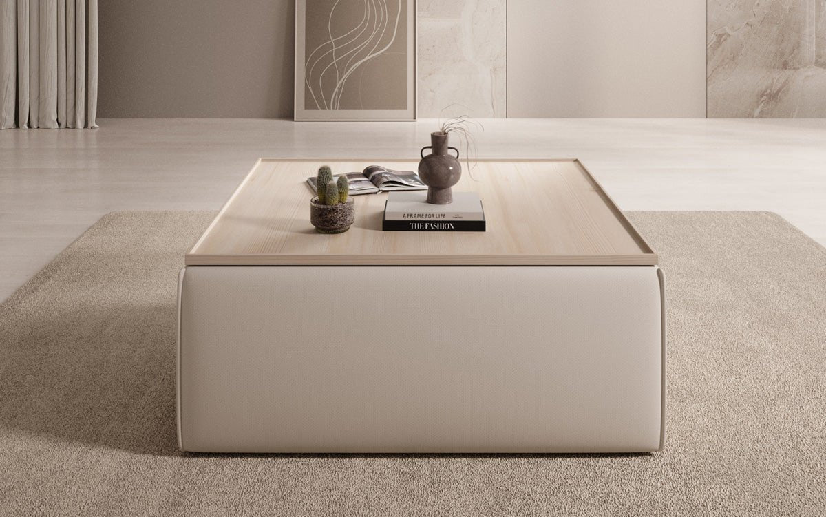 Beistellhocker/Couchtisch Lesley mit Stauraum in Stoff